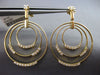 ESTATE LARGE .60CT DIAMOND 14KT YELLOW GOLD 3D CIRCULAR ETOILE HANGING EARRINGS