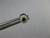 ESTATE SMALL .20CT DIAMOND & AAA EMERALD 18K WHITE GOLD ROUND HALO STUD EARRINGS