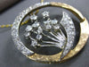 ANTIQUE LARGE 2.5CT OLD MINE CUT DIAMOND 14K TWO TONE GOLD FLOWER PENDANT #2490