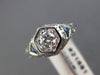 ANTIQUE .43CT DIAMOND & AAA SAPPHIRE 18KT WHITE GOLD 3D ENGAGEMENT RING #21681