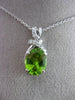 ESTATE 2.79CT DIAMOND & AAA PERIDOT 14KT WHITE GOLD 3D BOW OVAL FLOATING PENDANT