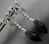 ESTATE 6.40CT DIAMOND & EXTRA FACETED ONYX 14KT WHITE GOLD BOW HANGING EARRINGS