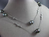 ESTATE LARGE & EXTRA LONG .80CT DIAMOND & TAHITIAN PEARL 14K WHITE GOLD NECKLACE