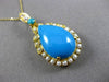 ANTIQUE LARGE .20CT OLD MINE DIAMOND 22KT YELLOW GOLD PEARL & TURQUOISE PENDANT