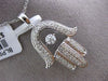 ESTATE LARGE .50CT DIAMOND 14KT WHITE GOLD 3D SOLITAIRE FLOATING CHAMSA PENDANT