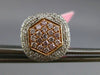 ESTATE 1.71CT WHITE & PINK DIAMOND 18K WHITE ROSE GOLD HEXAGON CLIP ON EARRINGS