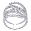 ESTATE LARGE .70CT DIAMOND 18K WHITE GOLD CLASSIC MULTI LEAF TEAR DROP LOVE RING
