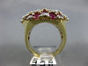 ESTATE EXTRA LARGE 6.50CT DIAMOND & AAA RUBY 14K YELLOW GOLD FLOWER RING#22260