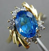 ESTATE WIDE 2.18CT DIAMOND & AAA BLUE TOPAZ 14KT YELLOW GOLD 3D FLOWER FUN RING