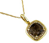 1.53CT DIAMOND & AAA SMOKY TOPAZ 14KT YELLOW GOLD CUSHION & ROUND SQUARE PENDANT