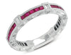 1.25CT DIAMOND & AAA RUBY 14KT WHITE GOLD 3D FILIGREE ETERNITY ANNIVERSARY RING