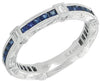 1.40CT DIAMOND & AAA SAPPHIRE 14KT WHITE GOLD PRINCESS FILIGREE ANNIVERSARY RING
