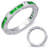 1.41CT DIAMOND & AAA TSAVORITE 14K WHITE GOLD PRINCESS FILIGREE ANNIVERSARY RING