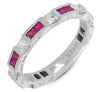 1.29CT DIAMOND & AAA RUBY 14KT WHITE GOLD 3D PRINCESS ETERNITY ANNIVERSARY RING