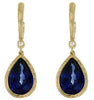 6.63CT DIAMOND & AAA SAPPHIRE 14KT YELLOW GOLD TEAR DROP BAMBOO HANGING EARRINGS