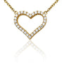 ESTATE .20CT ROUND DIAMOND 14KT YELLOW GOLD 3D CLASSIC OPEN HEART LOVE NECKLACE