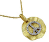 ESTATE .11CT DIAMOND 14KT YELLOW GOLD 3D PEACE SIGN CIRCULAR FUN PENDANT