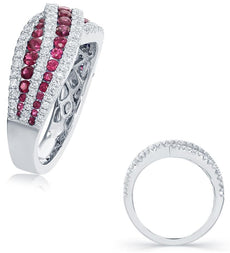 1.40CT DIAMOND & AAA RUBY 14KT WHITE GOLD CRISS CROSS GRADUATING INFINITY RING