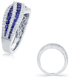 1.49CT DIAMOND & AAA SAPPHIRE 14KT WHITE GOLD 3D GRADUATING INFINITY LOVE RING