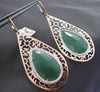 ESTATE LARGE 1.39CT DIAMOND & AVENTURINE 14K WHITE & ROSE GOLD FILIGREE EARRINGS