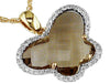 1.14CT DIAMOND & AAA SMOKEY TOPAZ 14K YELLOW GOLD BUTTERFLY FUN FLOATING PENDANT