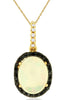 1.9CT WHITE & BLACK DIAMOND & AAA OPAL 14K YELLOW GOLD OVAL & ROUND HALO PENDANT
