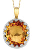 17.75CT DIAMOND & AAA CITRINE 14KT YELLOW GOLD OVAL & ROUND FUN FLOATING PENDANT