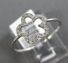 ESTATE .10CT ROUND DIAMOND 14KT WHITE GOLD 3D CLASSIC OPEN FLOWER FUN LOVE RING