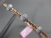 ESTATE .35CT DIAMOND 14K WHITE & ROSE GOLD PAVE WOVEN FLEXIBLE BANGLE BRACELET