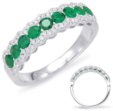 .93CT DIAMOND & AAA EMERALD 14KT WHITE GOLD ROUND HALO CLASSIC ANNIVERSARY RING