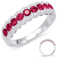 .99CT DIAMOND & AAA RUBY 14KT WHITE GOLD 3D ROUND HALO CLASSIC ANNIVERSARY RING