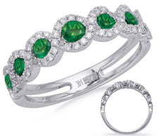 .75CT DIAMOND & AAA EMERALD 14KT WHITE GOLD ROUND INFINITY LOVE ANNIVERSARY RING