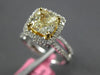 ESTATE LARGE 2.08CT WHITE & FANCY YELLOW DIAMOND 18K 2 TONE GOLD ENGAGEMENT RING