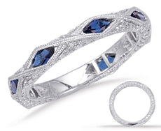 .97CT DIAMOND & AAA SAPPHIRE 14KT WHITE GOLD MARQUISE ETERNITY ANNIVERSARY RING