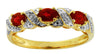 .72CT DIAMOND & AAA RUBY 14KT YELLOW GOLD OVAL & ROUND X LOVE 3 STONE FUN RING