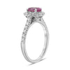1.49CT DIAMOND & AAA  PINK SAPPHIRE 18KT WHITE GOLD 3D OVAL HALO ENGAGEMENT RING