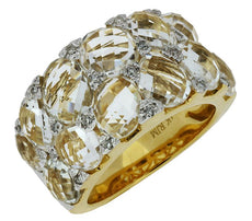 13.52CT DIAMOND & AAA TOPAZ 14K YELLOW GOLD 3D OVAL & ROUND FUN ANNIVERSARY RING