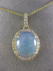 ESTATE 3.73CT DIAMOND & AAA OPAL 14KT YELLOW GOLD 3D CLASSIC OVAL HALO PENDANT