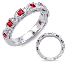.92CT DIAMOND & AAA RUBY 14KT WHITE GOLD 3D ROUND & PRINCESS FILIGREE FUN RING