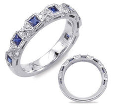 .83CT DIAMOND & AAA SAPPHIRE 14KT WHITE GOLD ROUND & PRINCESS FILIGREE FUN RING