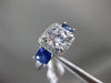 ESTATE LARGE 2.42CT DIAMOND & AAA SAPPHIRE 14K WHITE GOLD SQUARE ENGAGEMENT RING