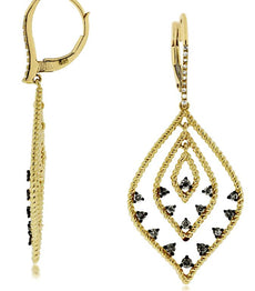 .61CT WHITE & MOCHA DIAMOND 14K YELLOW GOLD 3D ETOILE TEAR DROP HANGING EARRINGS