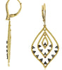 .61CT WHITE & MOCHA DIAMOND 14K YELLOW GOLD 3D ETOILE TEAR DROP HANGING EARRINGS