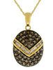 1.38CT WHITE & CHOCOLATE FANCY DIAMOND 14KT YELLOW GOLD OVAL HAPPY FACE PENDANT