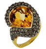 LARGE 14.10CT CHOCOLATE FANCY DIAMOND & AAA CITRINE 14KT YELLOW GOLD 3D FUN RING