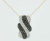 WIDE 1.0CT WHITE & BLACK DIAMOND 14KT YELLOW GOLD MULTI ROW X FLOATING PENDANT
