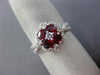 ESTATE 1.50CT DIAMOND & AAA RUBY 18KT WHITE GOLD FLOWER HALO SQUARE PROMISE RING