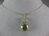ESTATE LARGE 4.30CT DIAMOND & GREEN AMETHYST 14K YELLOW GOLD RECTANGULAR PENDANT