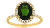 2.81CT DIAMOND & AAA GREEN GARNET 14KT YELLOW GOLD OVAL & ROUND FRIENDSHIP RING
