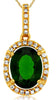 2.78CT DIAMOND & AAA GREEN GARNET 14KT YELLOW GOLD OVAL & ROUND FLOATING PENDANT